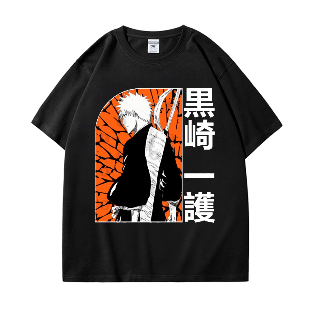 Japanese Anime Bleach T Shirt Manga Kurosaki Ichigo Graphic Tshirts Summer Cartoon 100 Cotton Tops T - Bleach Store